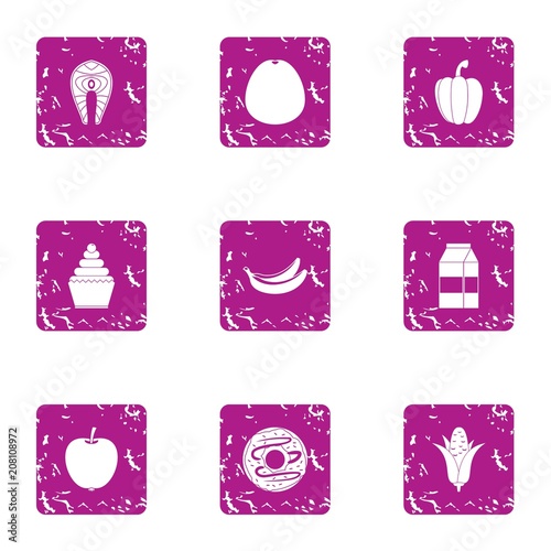 Delicacy icons set. Grunge set of 9 delicacy vector icons for web isolated on white background