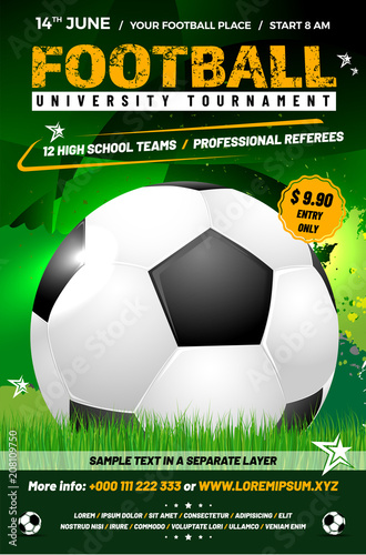 Football tournament poster template with sample text