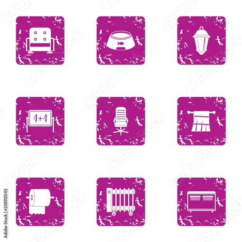 Private icons set. Grunge set of 9 private vector icons for web isolated on white background