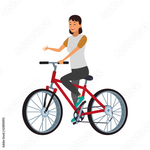 Woman with bicycle vector illustration graphic design