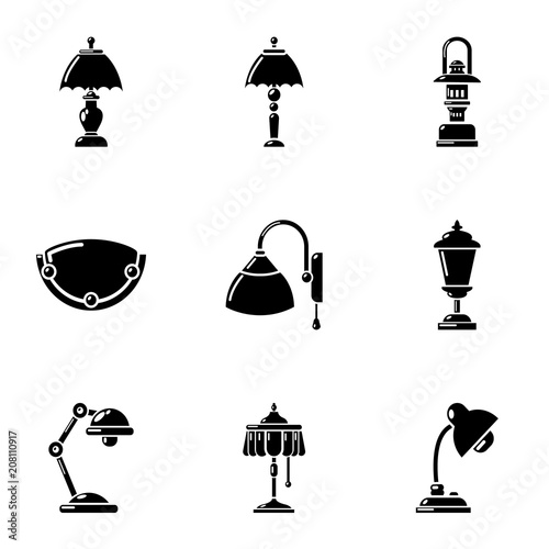 Lighting fixture icons set. Simple set of 9 lighting fixture vector icons for web isolated on white background