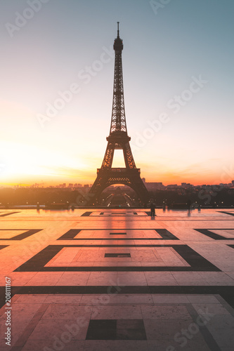 Eiffel Tower, Paris. View from Trocadero square (Place du Trocadéro). Paris, France