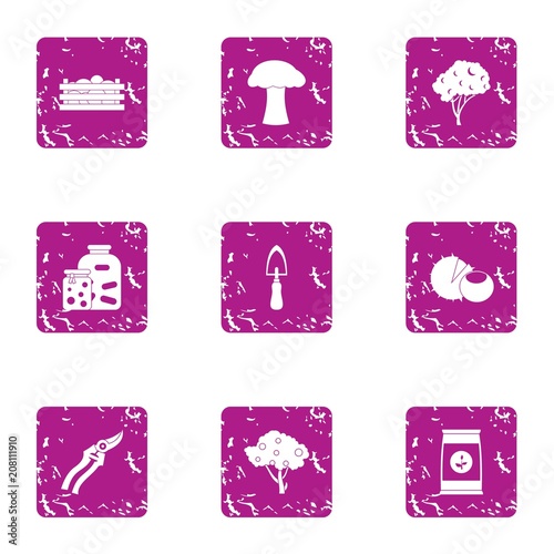 Processing area icons set. Grunge set of 9 processing area vector icons for web isolated on white background