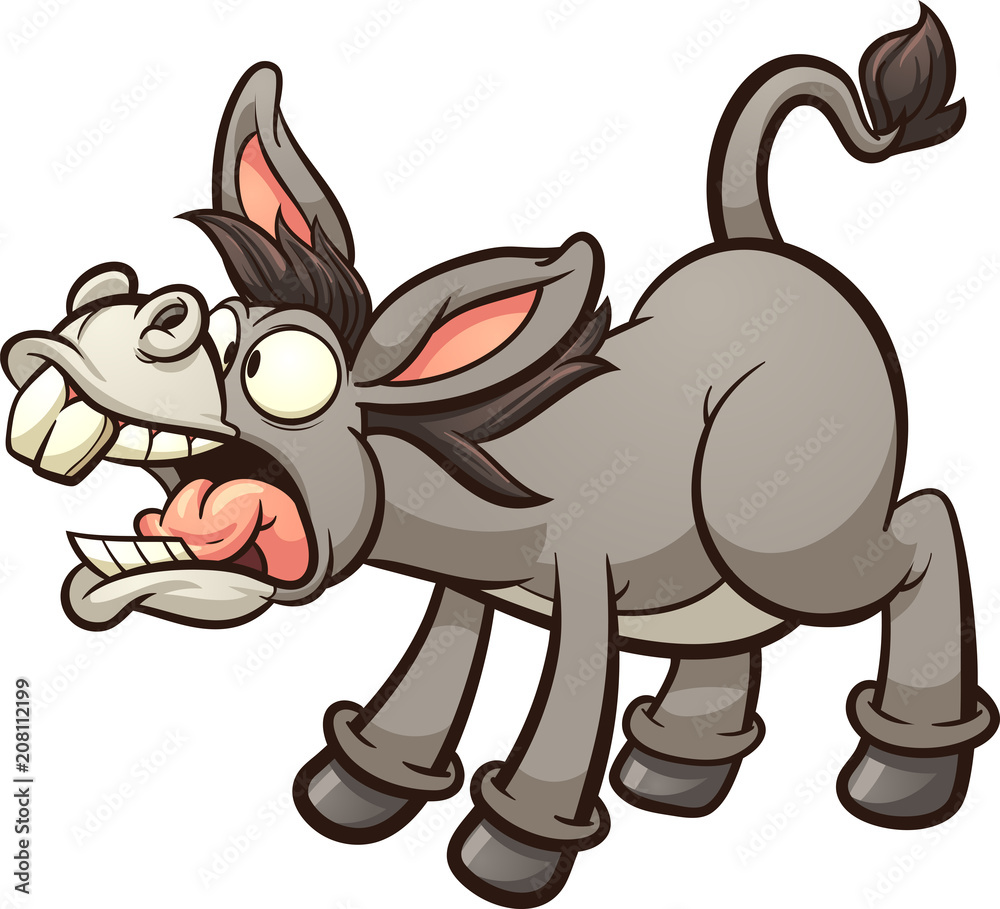 Braying cartoon donkey. Vector clip art illustration with simple gradients.  All in a single layer. Stock Vector | Adobe Stock