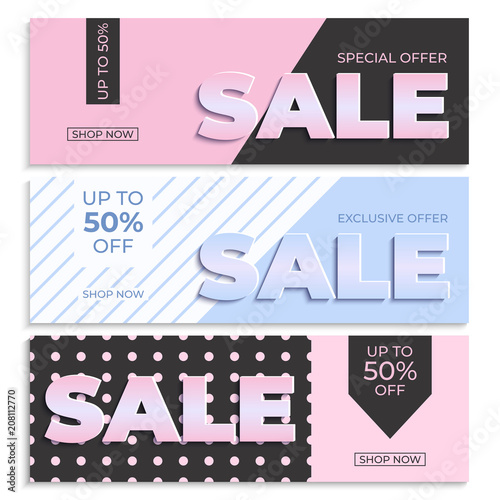 Sale banner template. Special offer. Vector gradient background