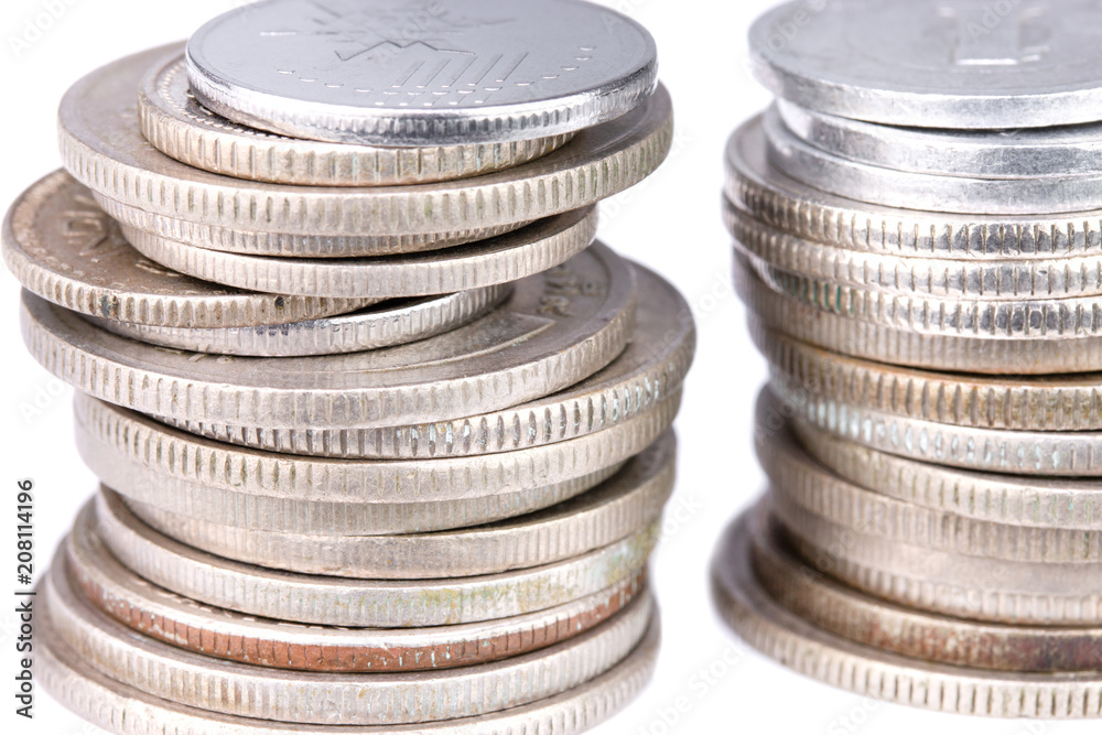 Stack of coin on white background , Concept for savings. Stack of coin on white background , Concept for savings.