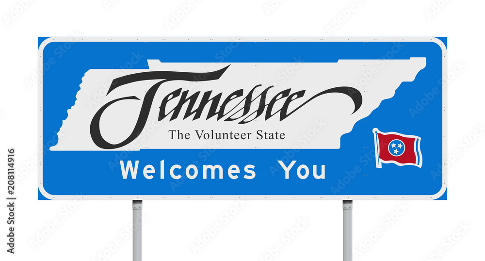 Tennessee Welcomes You road sign - obrazy, fototapety, plakaty 