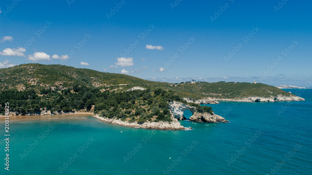 Vieste Apulia City Sea Coastline blue in Italy Drone 360 vr