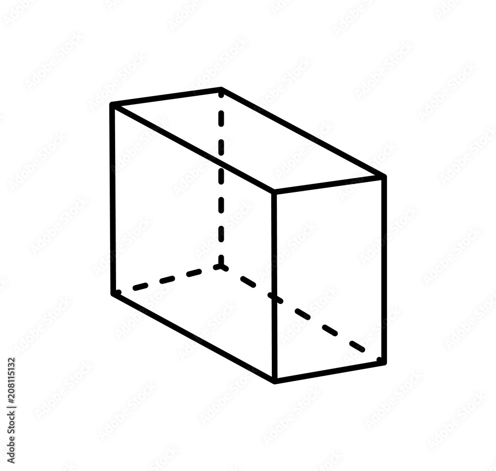 Cuboid Black Geometry Shape Projection Dashed Line Cuboid Black Geometry Shape Projection Dashed Line