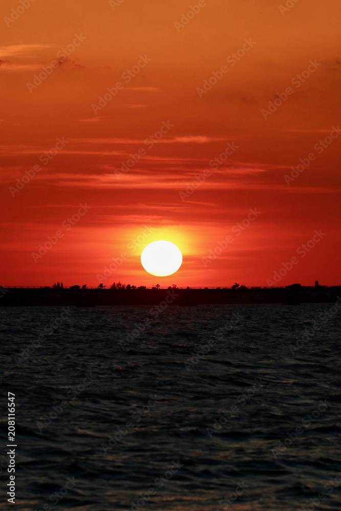Brilliant Orange Sunset over Sanibel Beach