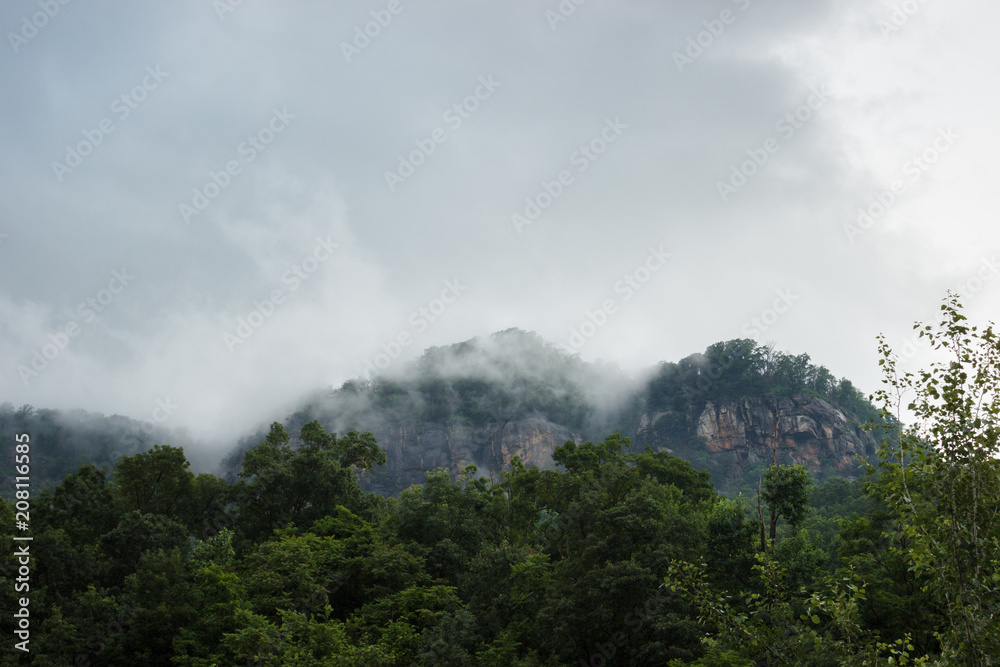 Mountains in the clouds. Chimney rock, NC, USA
