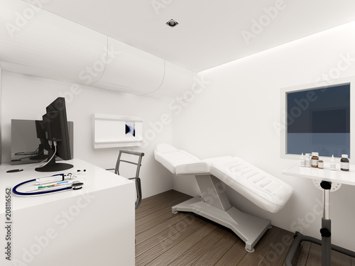 Interior of Mobile Clinic car , 3d rendering