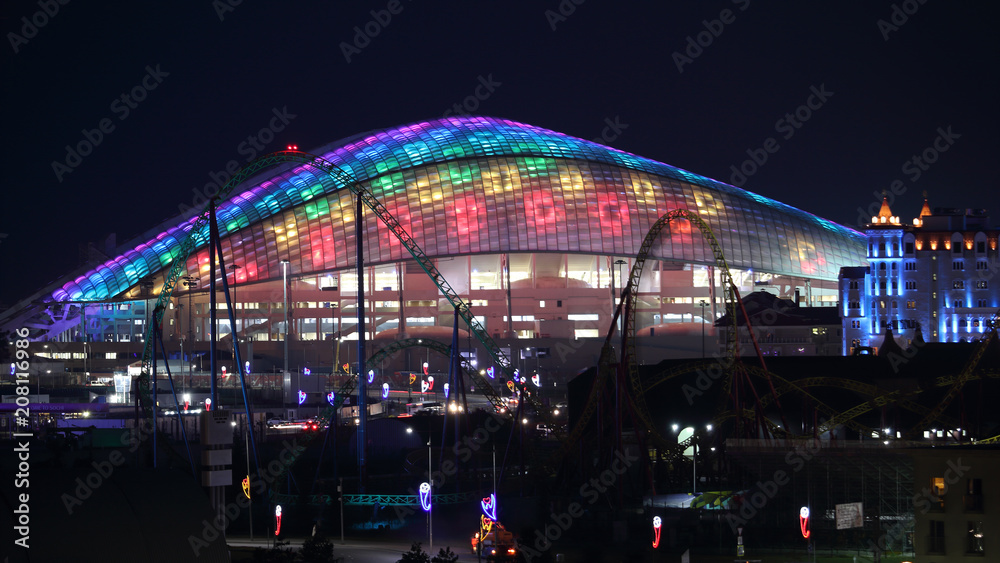 Fototapeta premium Big sports arena night panoramic 16:9 horizontal