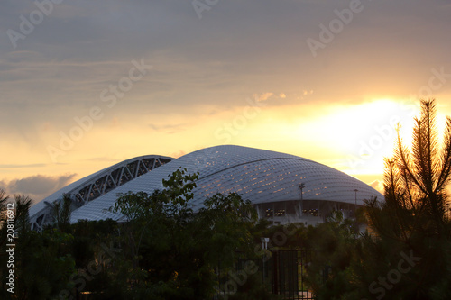Big sports arena sunset panoramic 16 9 horizontal