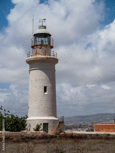 Paphos Lighthouse  well known lighthouse on the island Cyprus  near town Paphos  Cyprus