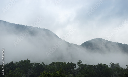 Mountains in the clouds. Chimney rock, NC, USA