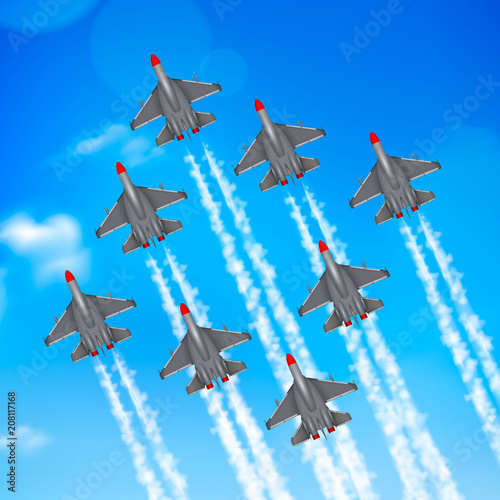 Military Airplanes Condensation Trail