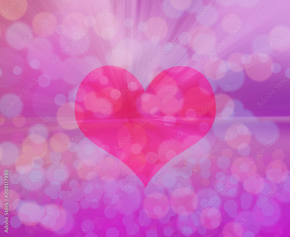 Heart  pink  bokeh of love symbol on background with Clipping path