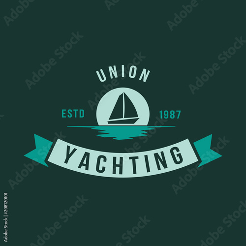 Yachting club logo set. Yachting, yahct club logo set with boad, sail and yacht. Yacht sport yachting club set.