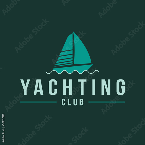 Yachting club logo set. Yachting, yahct club logo set with boad, sail and yacht. Yacht sport yachting club set.