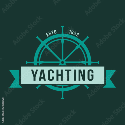 Yachting club logo set. Yachting, yahct club logo set with boad, sail and yacht. Yacht sport yachting club set.