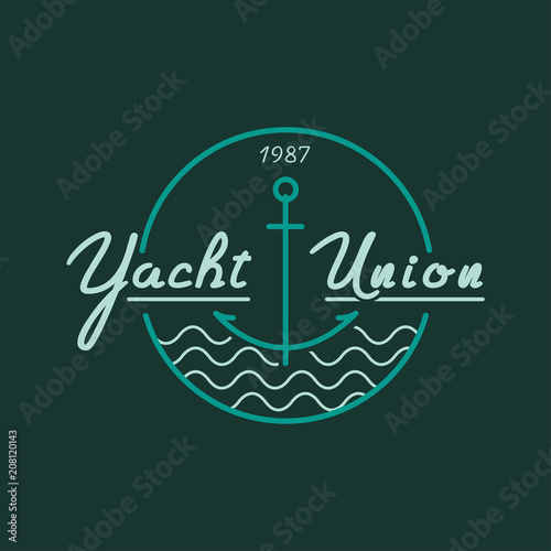 Yachting club logo set. Yachting, yahct club logo set with boad, sail and yacht. Yacht sport yachting club set.