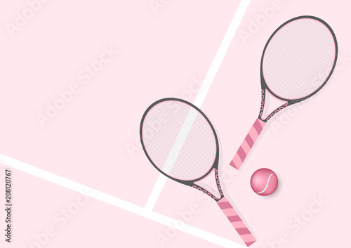 Pastel Pink Tennis Racket and Tennis Ball Background Illustration