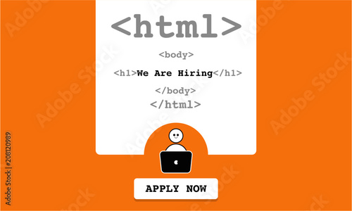Hiring programmer, developer, a coder for job concept. Banner template, ads, search for engineers, employees