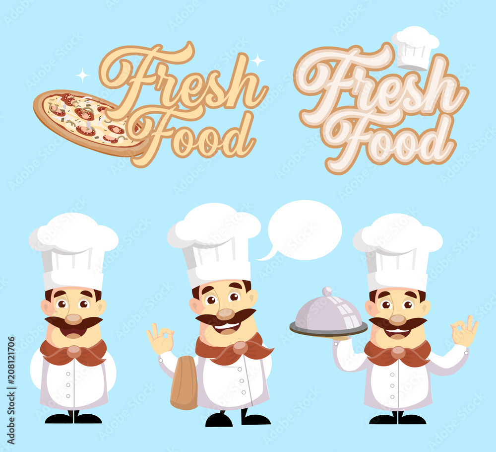 Fresh Food Logo and Chef Vector Illustration Fresh Food Logo and Chef Vector Illustration