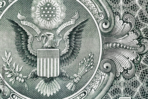 Closeup of back side of 1 dollar bill