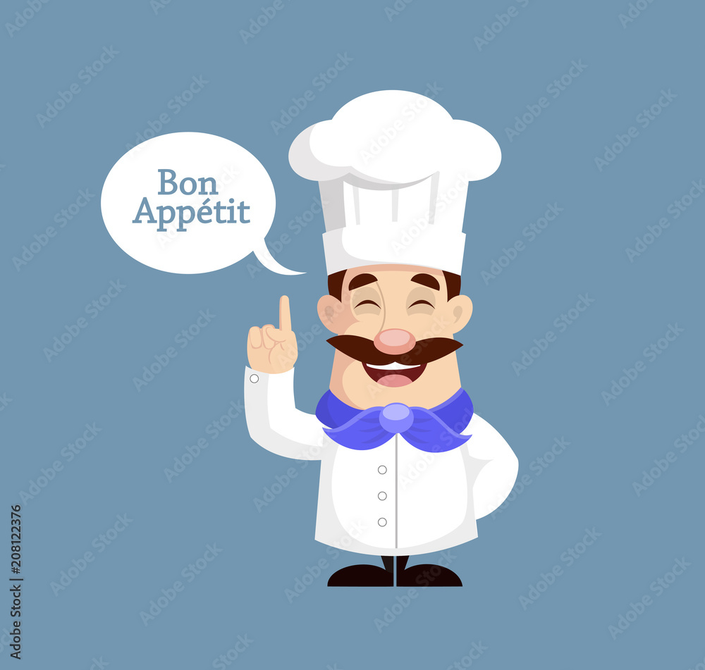 Flat Design Chef Bon Appetit Vector Illustration Flat Design Chef Bon Appetit Vector Illustration