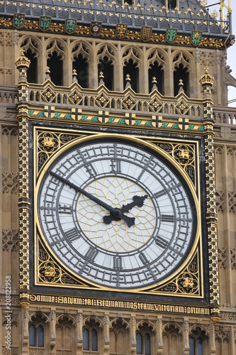 a beautiful photo of the clock of London's Big Ben Tower bell Tower, detail