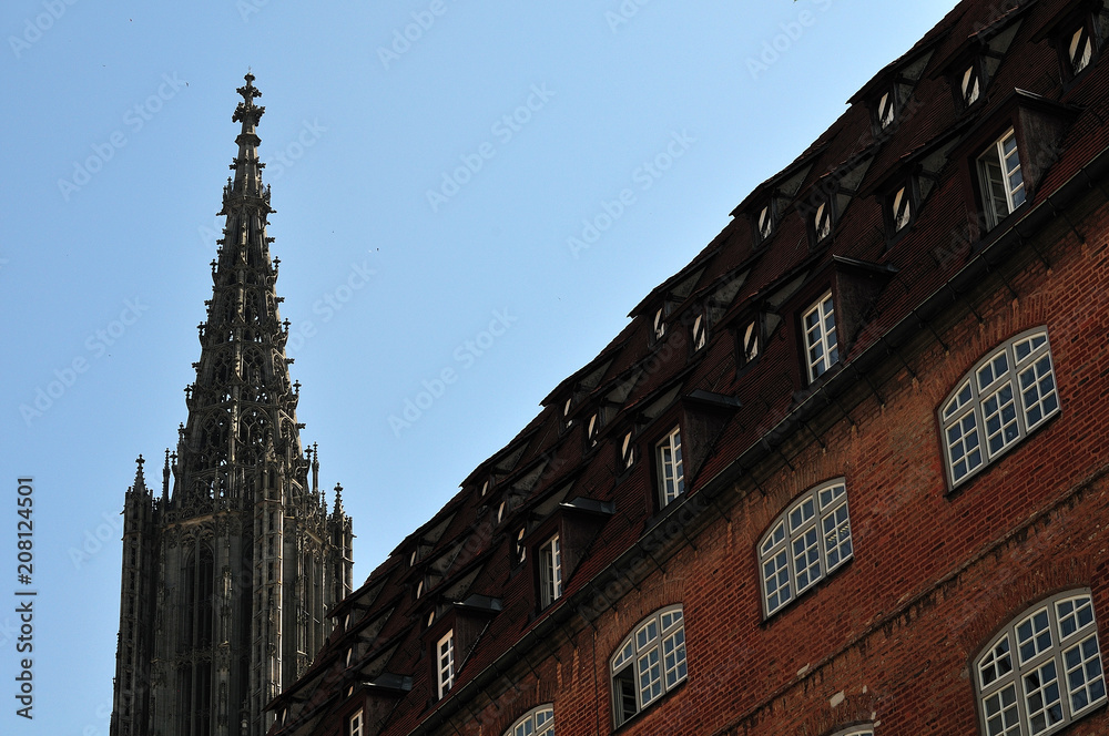 steeple of Ulm Minster, seen from old town steeple of Ulm Minster, seen from old town