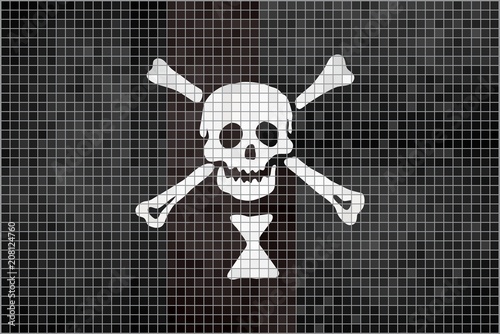 Pirate flag - Illustration, 
Emanuel Wynn pirate mosaic textured background, 
Grunge mosaic Buccaneer Flag, 
Abstract grunge mosaic vector