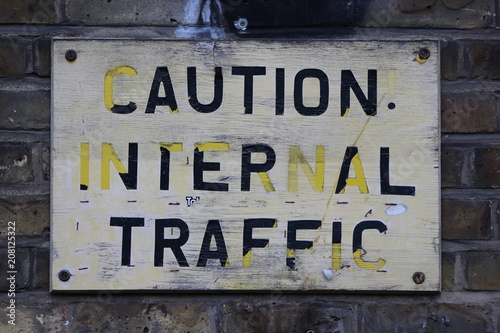 caution sign, London, England, Europe