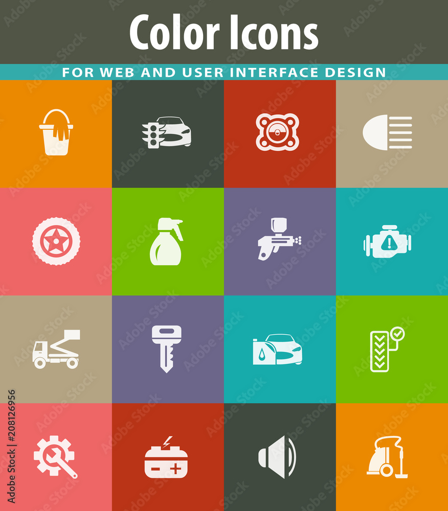 Car shop icons set Car shop icons set