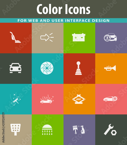 Car shop icons set
