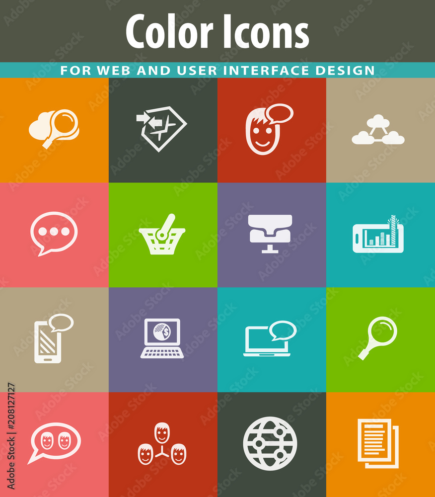 Data analytic and social network icons set