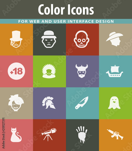 Genres of cinema icons set