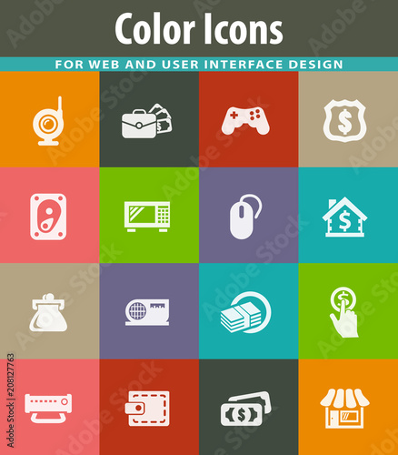 Pawn shop icons set
