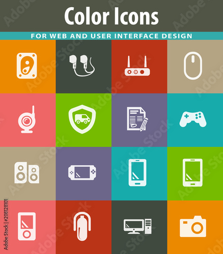 Supermarket electronic icons set