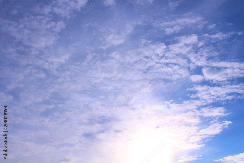 Beautiful blue sky and white clouds. Background. Landscape.