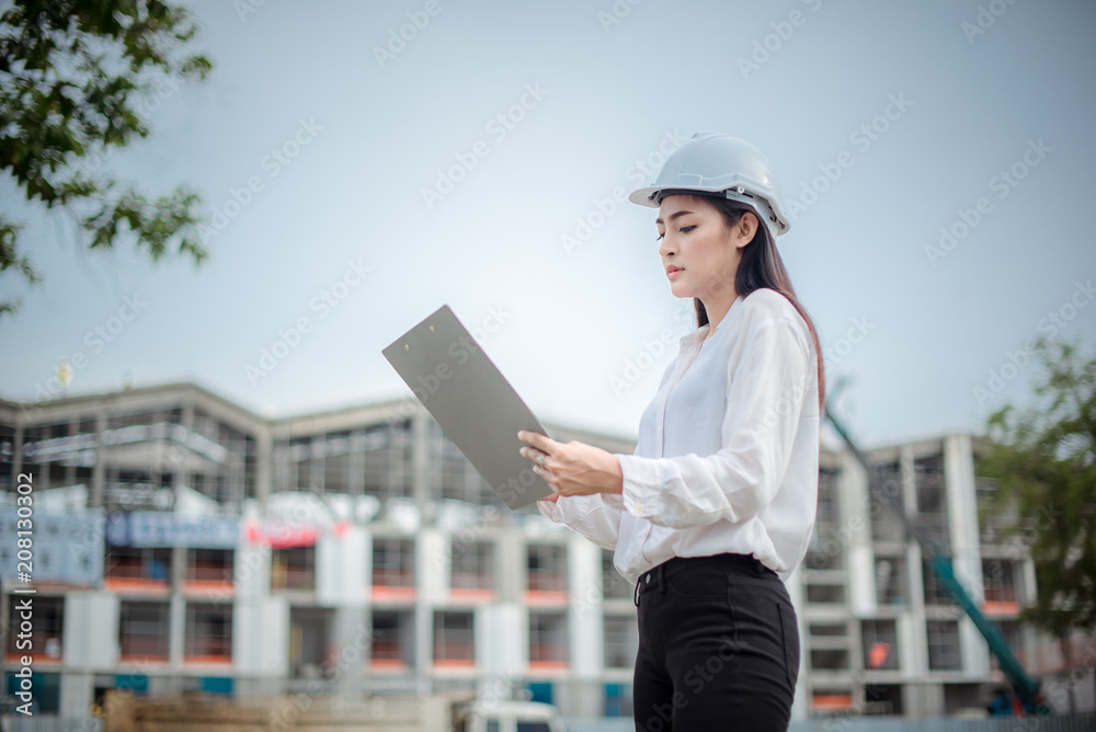 Asian women worker and engineer electrician work safety control at power plant energy industry Asian women worker and engineer electrician work safety control at power plant energy industry