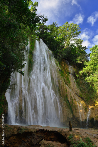 The Salto el Limon the waterfall located in the centre of the tropical forest  Samana  Dominikana Republic.