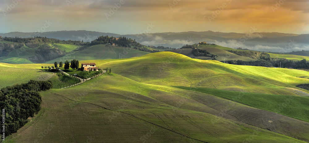 Toscana Landschaft Italien Panorama Abendstimmung