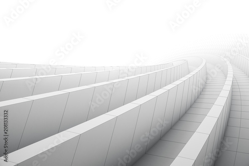 Abstract 3d Curved Background with line. Circular Shapes Modern minimalistic Design. White smooth geometric. 3d Rendering