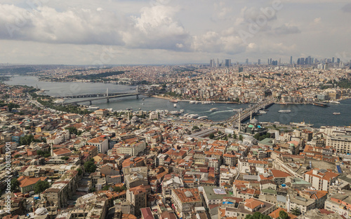 Cityscape of Istanbul. It known as Constantinople and Byzantium, is the most populous city in Turkey and the country's economic, cultural, and historic center