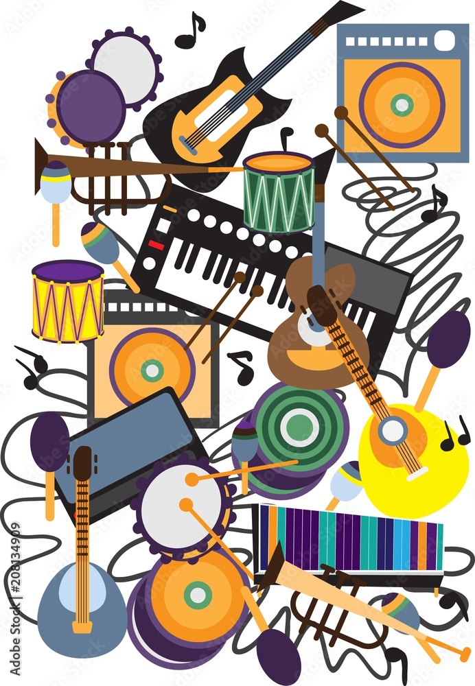Obraz premium Jazz festival / Creative conceptual music festival vector. Musical instruments.
