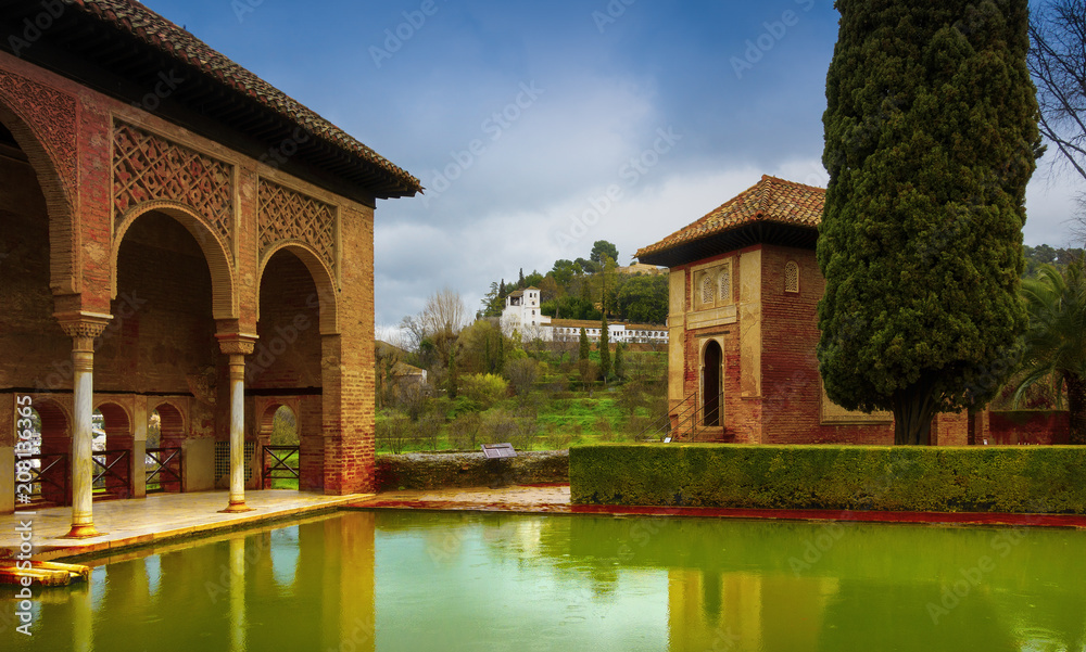  Alhambra - ancient arabic fortress , Granada, Andalusia, Spain.