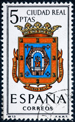 stamp printed in Spain dedicated to Arms of Provincial Capitals shows Ciudad Real